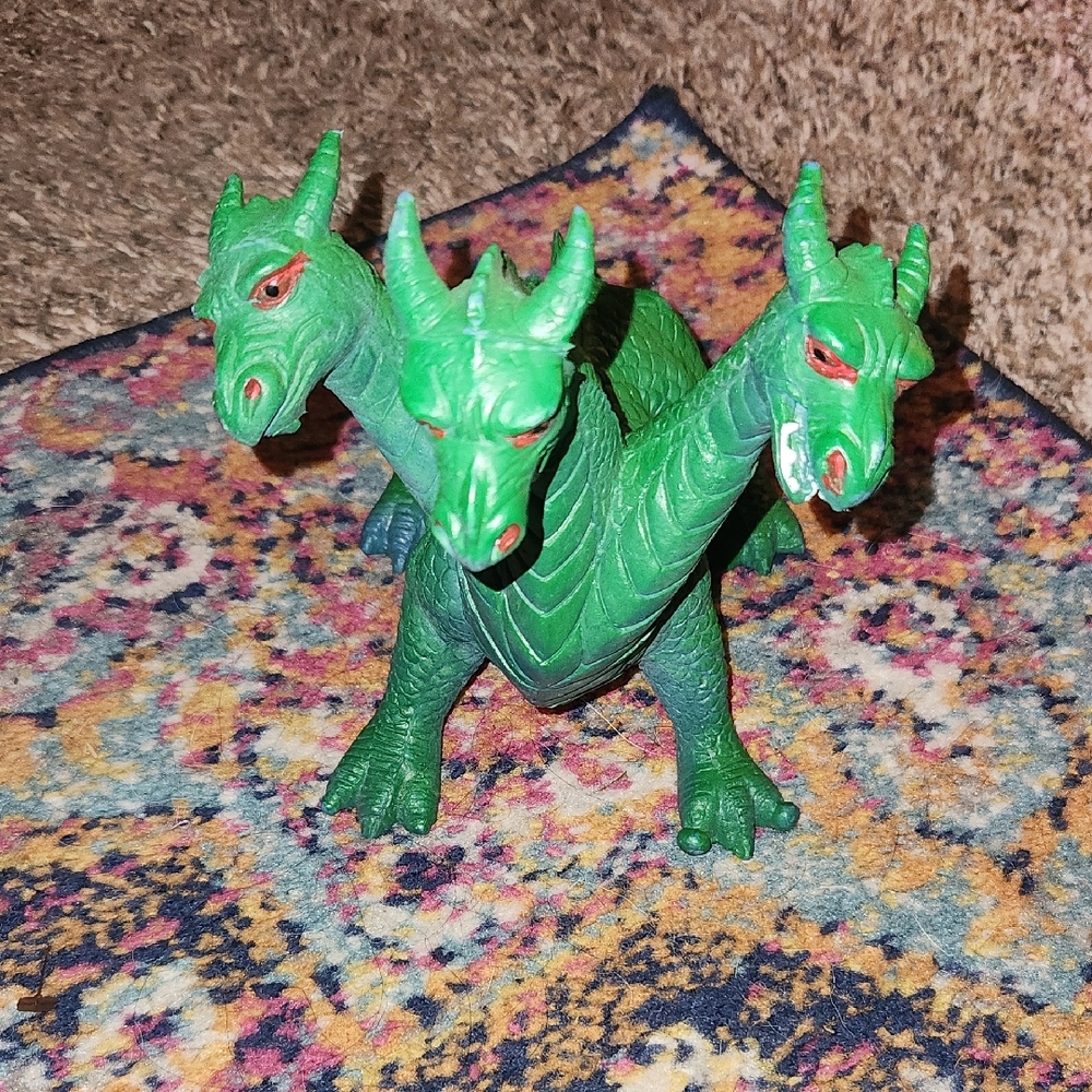 Green Three-Headed Dragon Figurine 1984 Chitech